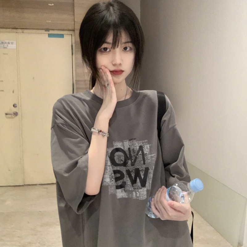 NRVP Áo thun cotton tay ngắn cổ tròn thời trang mùa hè phong cách Hàn Quốc cho nữ