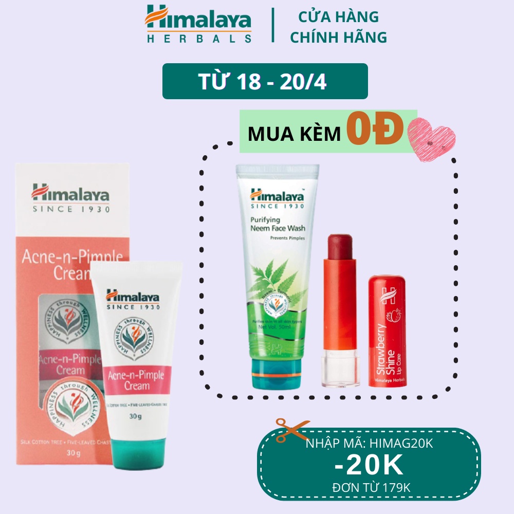 Kem chấm mụn giảm thâm sạch mụn Himalaya Acne-n-Pimple Cream 30g