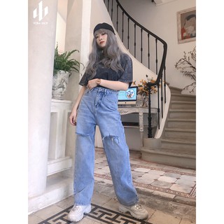 QUẦN JEANS SUÔNG RÁCH GỐI [ảnh thật 100%]