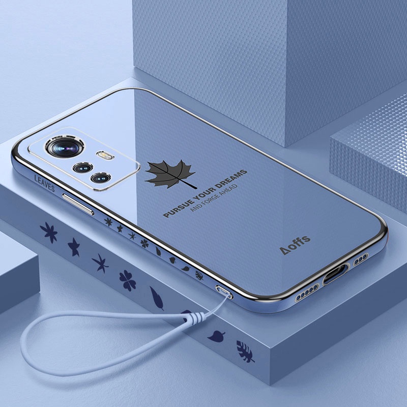 Ốp Điện Thoại Viền Vuông Chống Sốc Họa Tiết Lá Phong Sang Trọng Cho Xiaomi 12 11 Mi 11T 10T Pro Mi 11 Lite 5G NE Poco F3 M3 X3 Pro