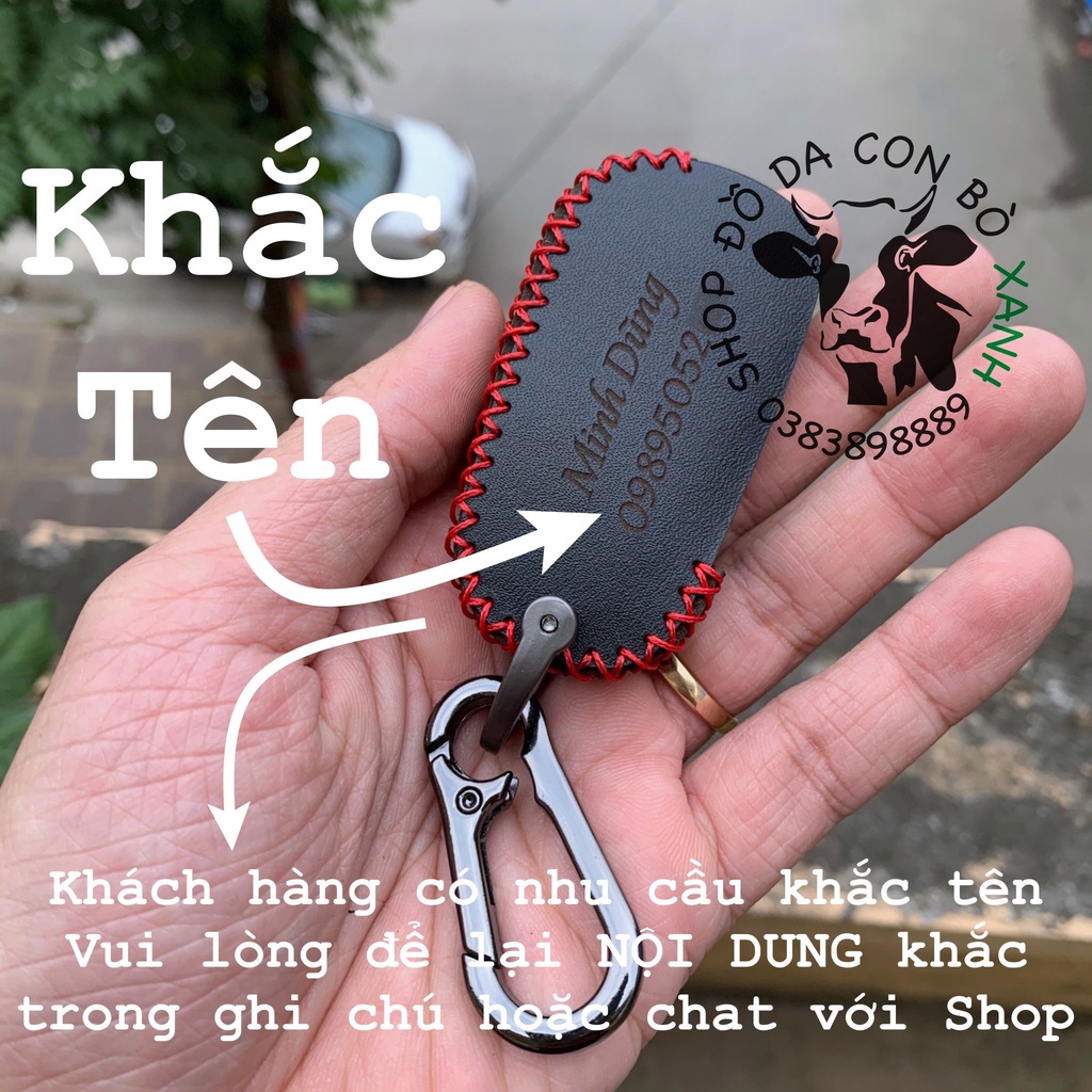 [Màu cam] Bao da chìa khoá Vinfast Fadil handmade da thật 001