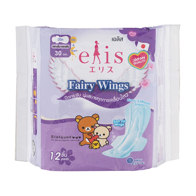 Băng vệ sinh ban đêm Elis Fairy Wings siêu chống tràn có cánh 30cm 12 miếng