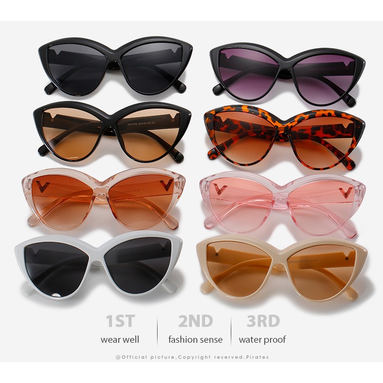 Kính mát mắt mèo gọng PC bản to họa tiết da báo thời trang cho nữ 2021