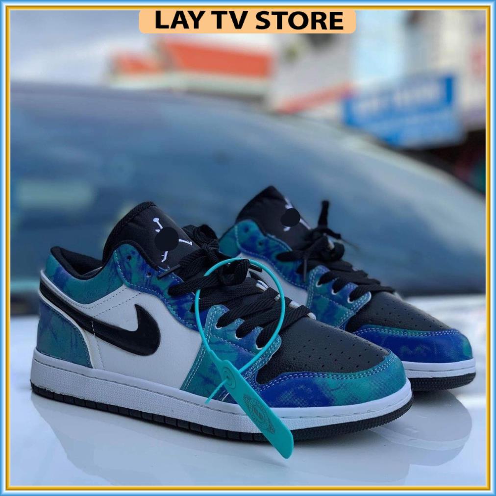 Giày thể thao Jordan cổ cao cổ thấp xanh loang nước biển, giày sneaker JD1 Tie Dye cao cổ thấp cổ nam nữ | BigBuy360 - bigbuy360.vn