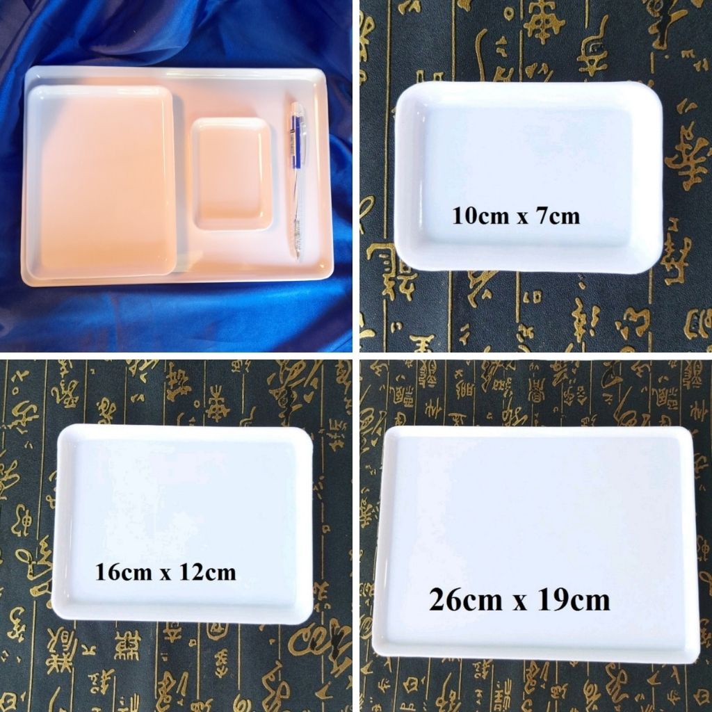 Khay nhựa chữ nhật đựng trang sức phụ kiện khay nhựa trắng nhiều kích cỡ khay nhựa sáng bóng JSP