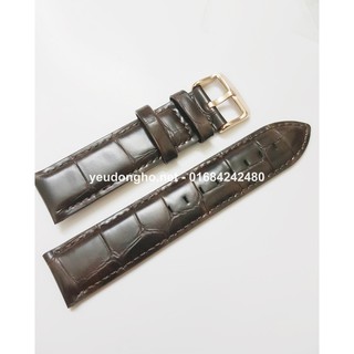 Dây da đồng hồ màu nâu đậm - da sần