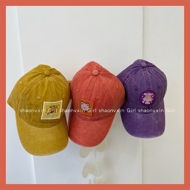 Mũ lưỡi trai họa tiết mặt gấu dễ thương có thể điều chỉnh kích cỡ