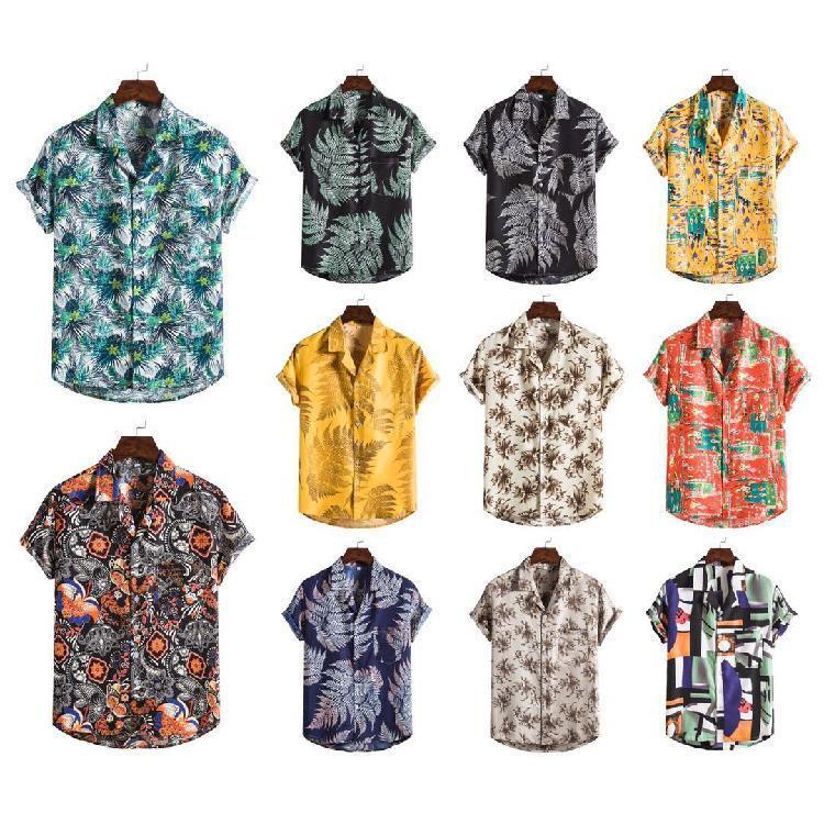 Áo Sơ Mi Tay Ngắn Có Cổ Họa Tiết Hoa Phong Cách Hawaii Thời Trang 2020 Cho Nam#Thương mại nước ngoài
