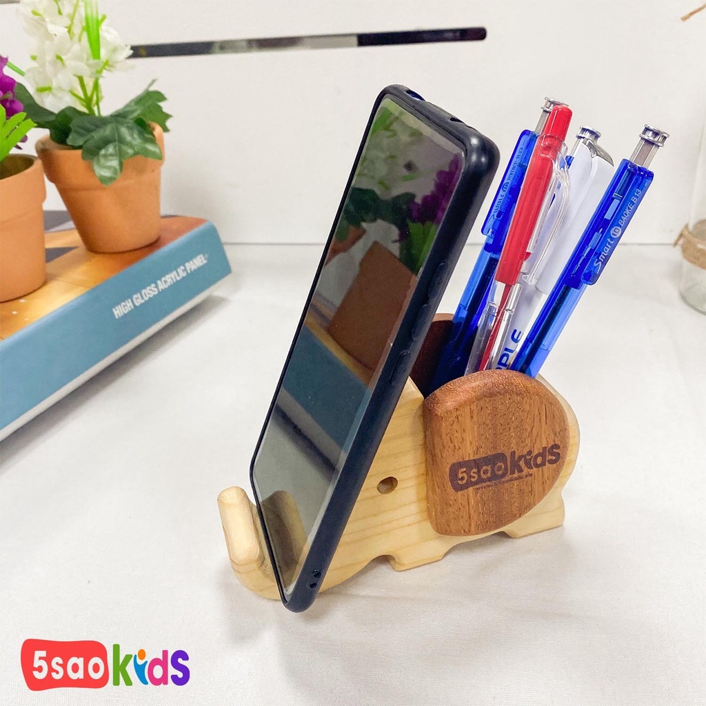 Giá đỡ điện thoại kèm lọ cắm bút hình con voi đáng yêu