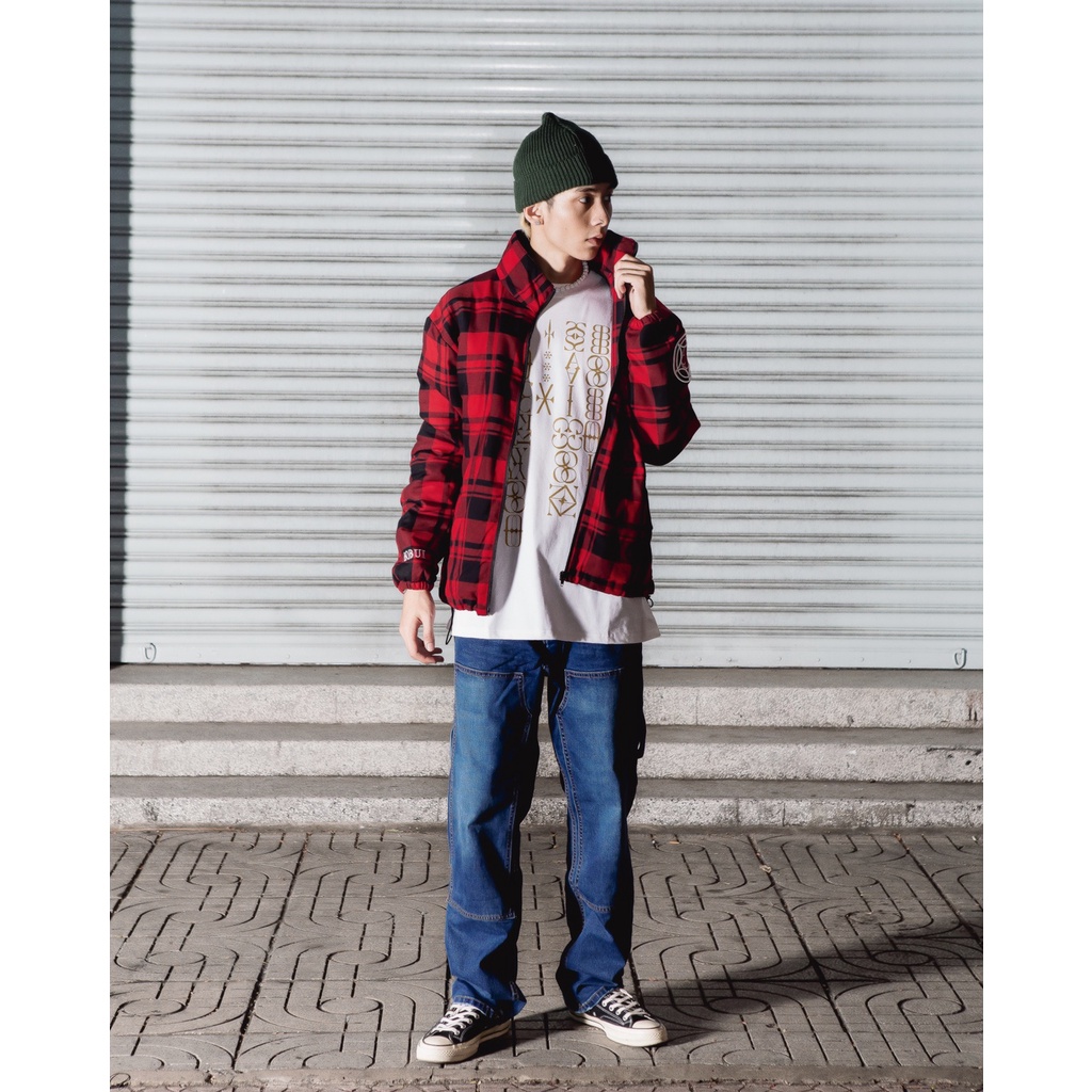 ZIP UP FLANNEL JACKET/RED