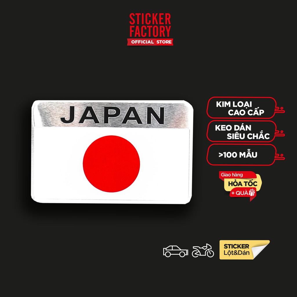 Sticker metal hình dán kim loại Sticker Factory - Chủ đề cờ Nhật