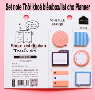 Set note Thời khoá biểu/box/list cho sổ planner sổ kế hoạch