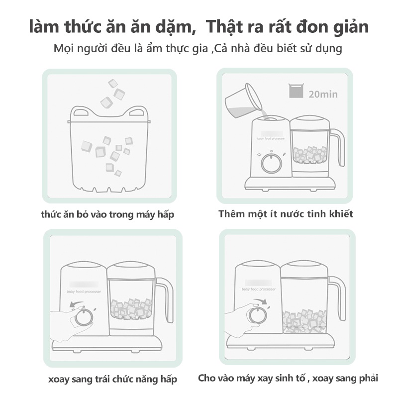 [Einmilk.ân ninh] Máy làm thức ăn cho trẻ em đa chức năng Trộn thức ăn rã đông ấm bằng hơi nước