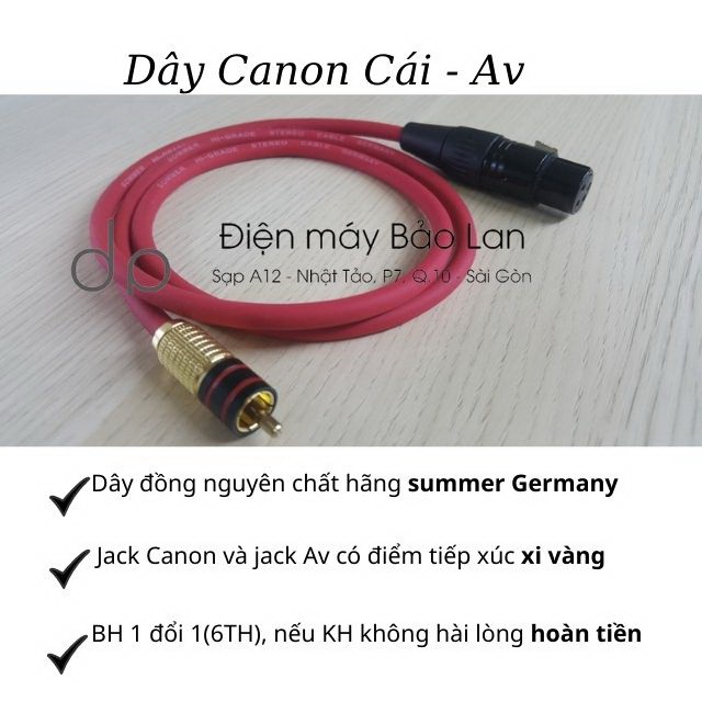 Dây Canon Ra Hoa Sen, Đồng Nguyên Chất, Sommer Germany, Màu Đỏ, Bảo Hành 6 Tháng
