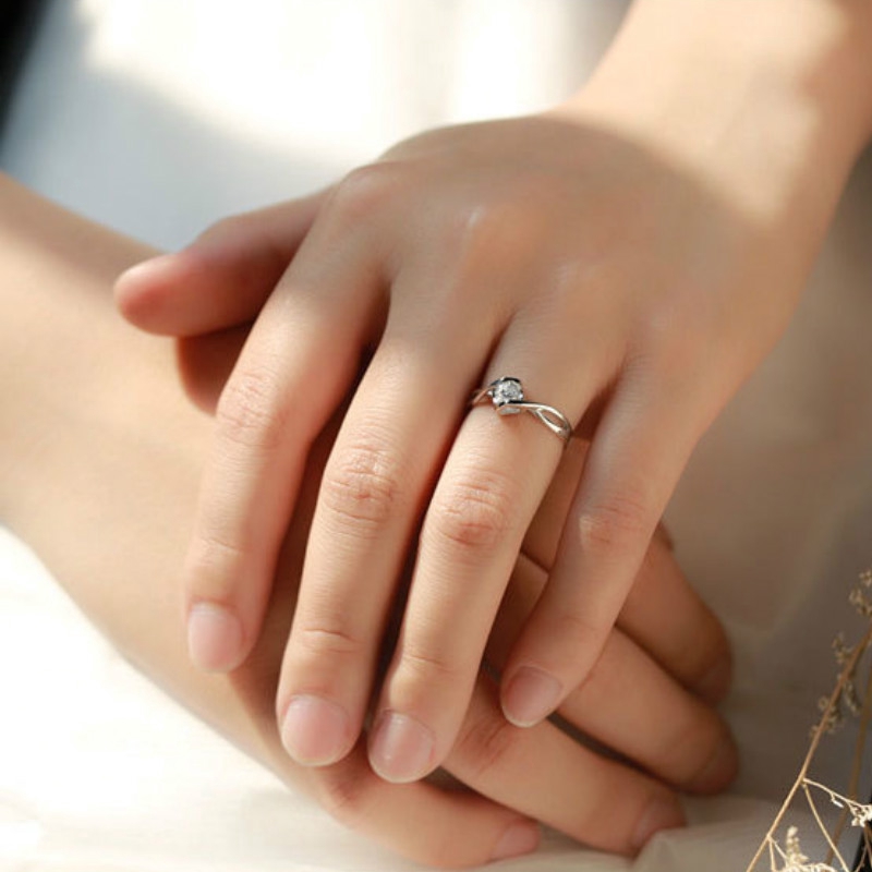 Nhẫn dành cho đám cưới mạ bạc S925 với đá Zircon