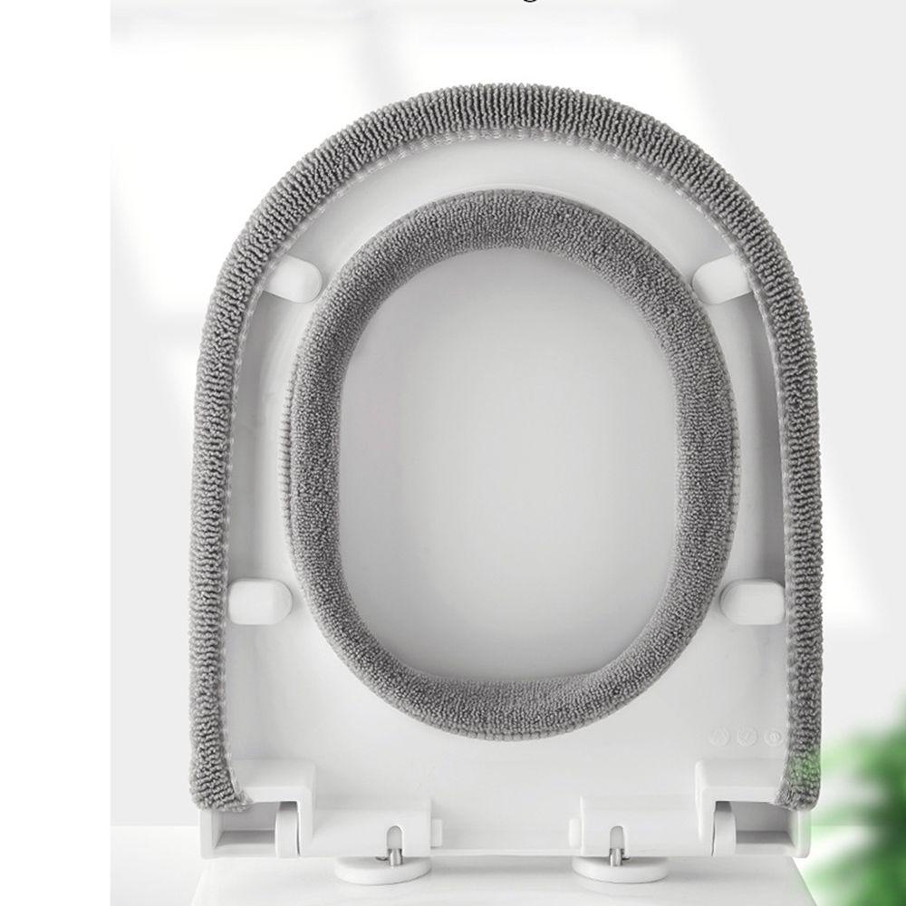 Miếng Lót Bồn Cầu Màu Trơn Mềm Mại Ấm Áp Có Tay Cầm