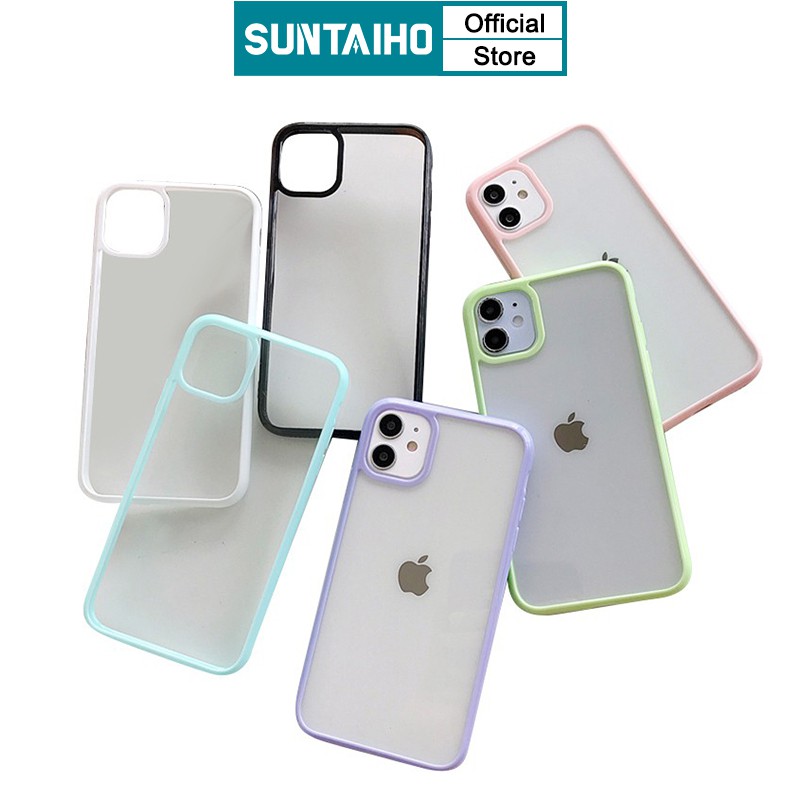 Ốp Điện Thoại Suntaiho PC Cứng Trong Suốt Cạnh Viền Màu Kẹo Chống Sốc Cho iPhone 11 Pro XR XS Max 7 8 Plus SE 2020 | BigBuy360 - bigbuy360.vn