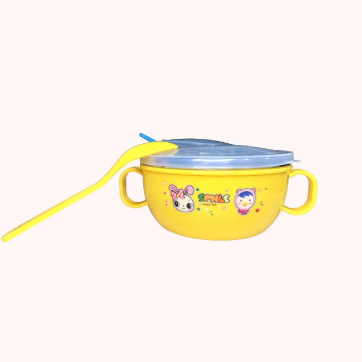Bát ăn dặm cho bé có quai kèm thìa muỗng - Bộ chén ăn dặm inox 304 giữ nhiệt cho trẻ - Bát kiểu nhật - An toàn cho bé