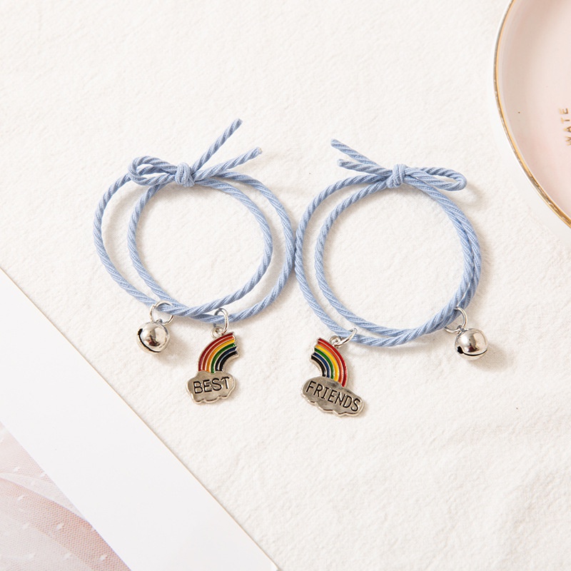 Set 2 vòng tay tình bạn mặt cầu vồng khắc chữ Best Friend