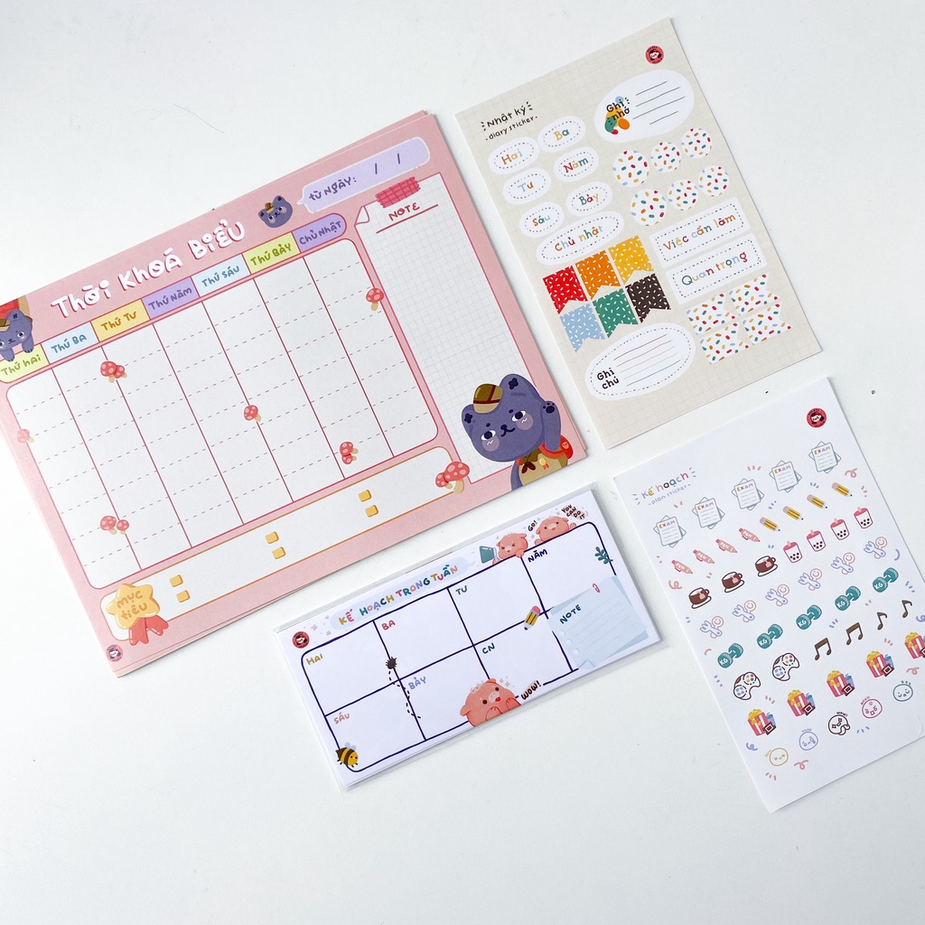 Sticker Lên Kế Hoạch/Nhật Ký - Giấy Lên kế Hoạch Tuần - Thời Khóa Biểu By Beedee studio - Hidari