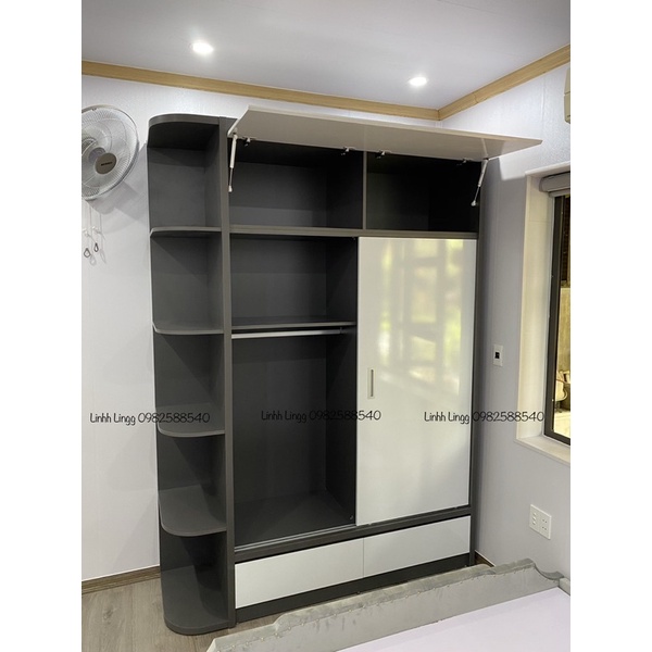 Tủ quần áo cánh lùa gỗ công nghiệp MDF phủ melamin cốt Thái Lan chống ẩm và cốt nâu