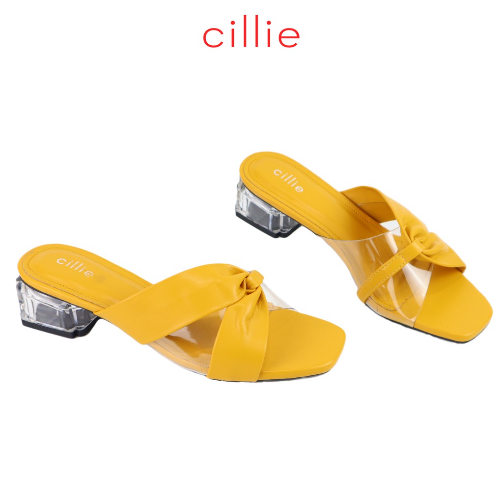 Guốc nữ quai trong phối nơ xoắn mới lạ thời trang gót trong độc đáo cao 4cm Cillie 1048