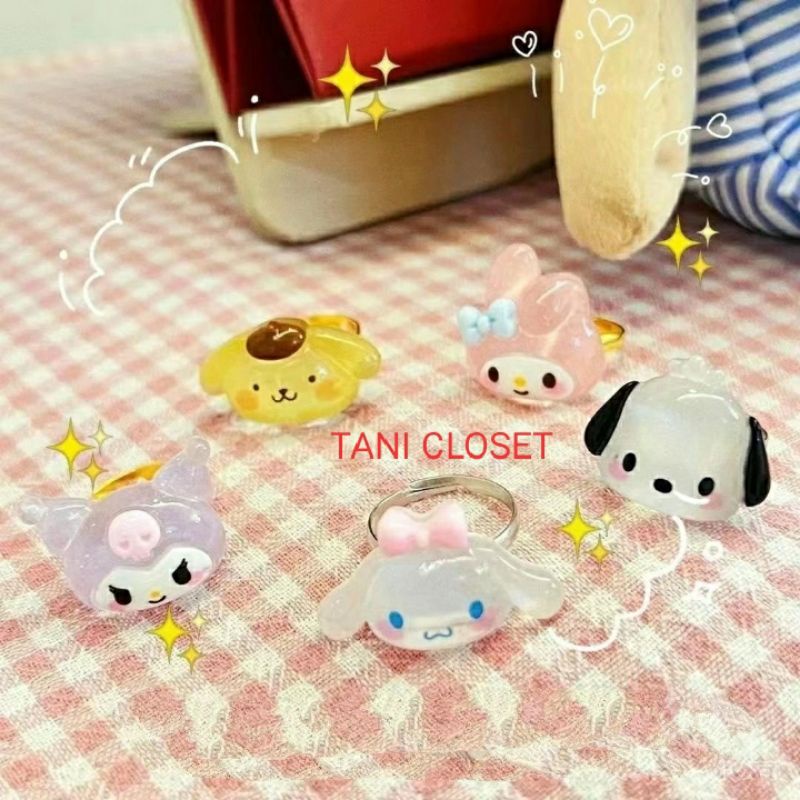 Nhẫn Hoạt Hình SANRIO Đủ Màu Lấp Lánh
