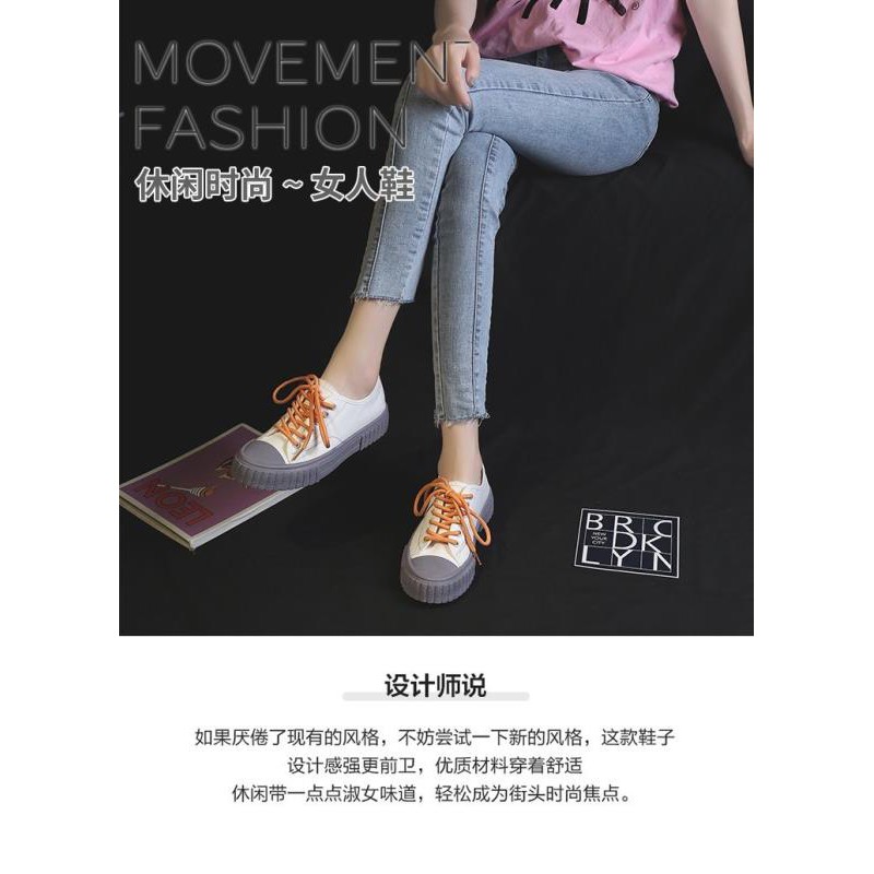 Giày vải của phụ nữ năm mới Phiên bản Hàn Quốc của sinh viên hoang dã giày bánh quy thấp trên bảng phổ biến giày phụ nữ