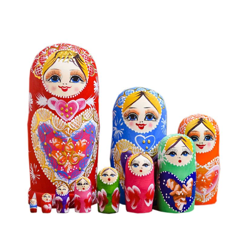 Bộ búp bê Nga Matryoshka 10 lớp bằng gỗ
