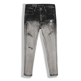 Quần Jean Dài Nam Xám Lưng Đen Rách Nhẹ Thời Trang, Chất Vải Denim Cotton Co Giãn Dày Dặn, INF QJ003189, SOMEHOW
