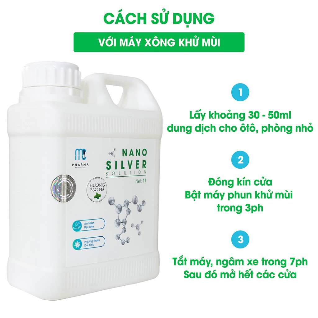 Dung dịch Nano bạc khử khuẩn khử mùi ô tô phòng ở chuyên dụng cho máy xông phun khói chính hãng Mc Pharma - Can 1L