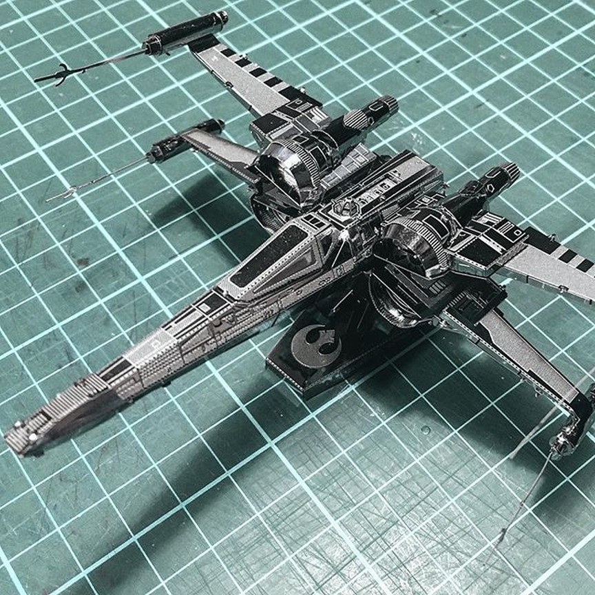 Mô hình 3D kim loại Phi thuyền X-Wing Fighter phim Star Wars, Mô hình lắp ráp 3D thép không gỉ cao cấp - Chưa Lắp