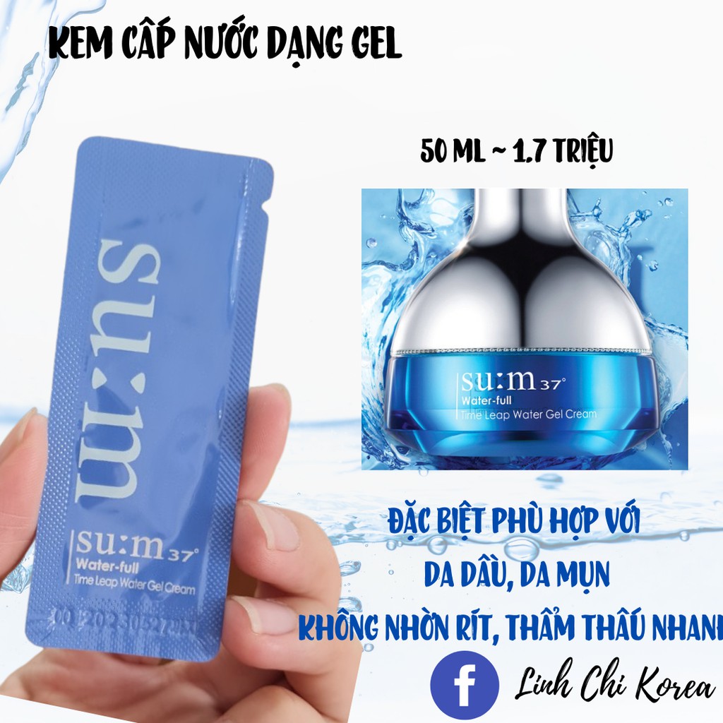 Kem dưỡng cấp nước, giảm mụn, se khít chân lông Sum xanh water full 1ml