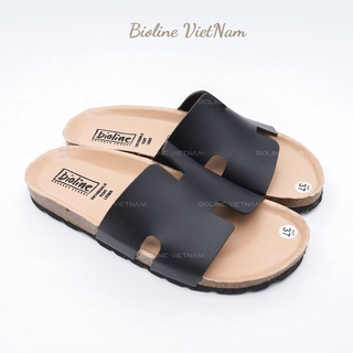 Bioline - Dép đế trấu - Dép da bò thật nguyên tấm unisex - Mã D04
