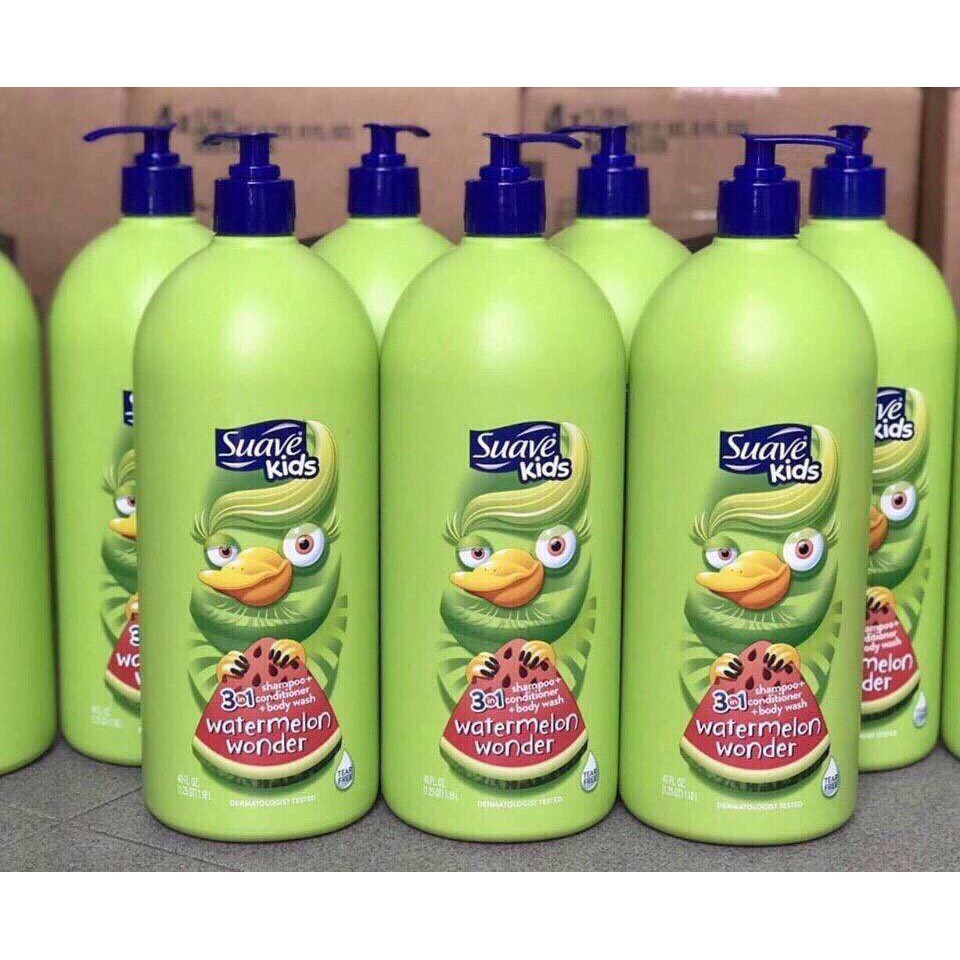Tắm Gội xã Suave Kids 3in1 Hương Dưa Hấu, Táo 1180ml