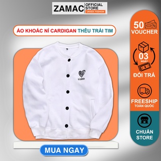 Áo khoác hoodie unisex ZAMAC form rộng vải nỉ bông cao cấp thêu trái tim ZAK17