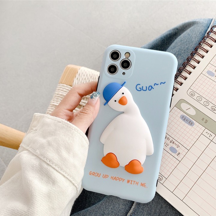 Ốp Lưng iPhone 7/8/7Plus/8Plus/X/XS/XSMax/11/11Pro/11ProMax Hình Vịt 3D - Mã TZAC274