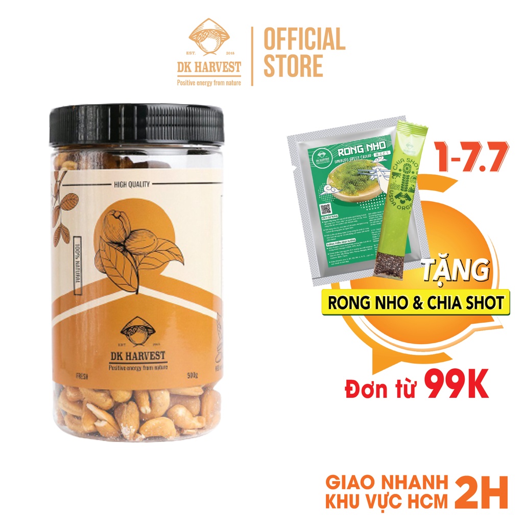 Nhân Hạt Điều Rang DK Harvest Tách Vỏ Bình Phước, Hàng xuất khẩu – 250g, 500g