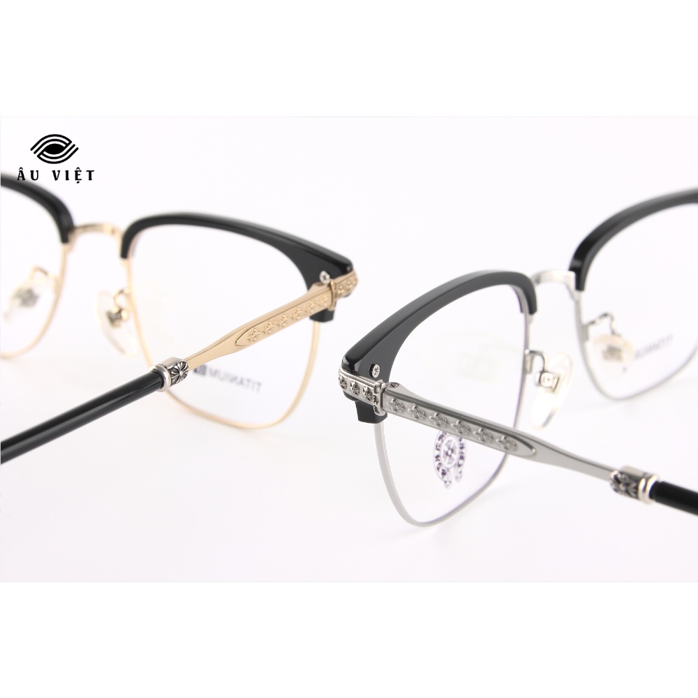 Gọng kính CH-2031 kim loại titanium nam nữ dáng chữ nhật vuông màu vàng/bạc Full box