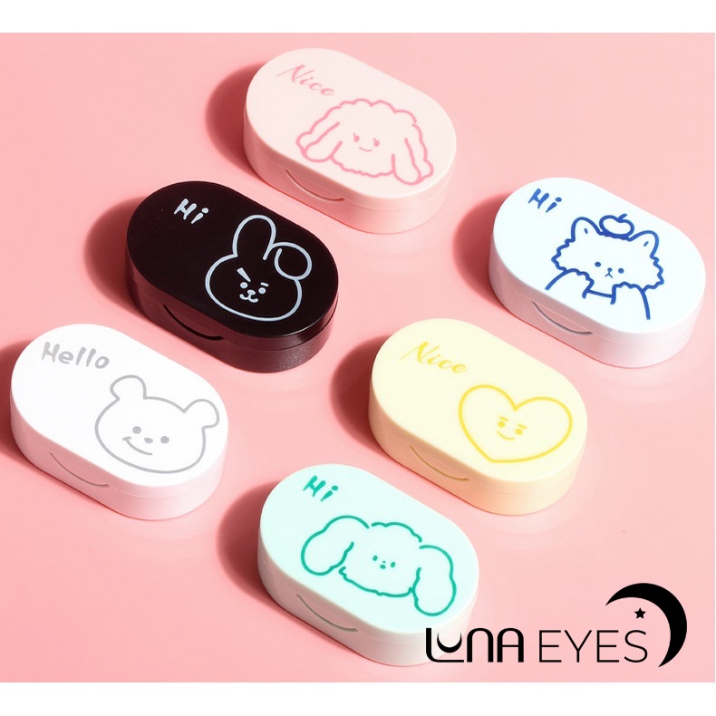 Khay gương hình hộp đơn giản Luna Eyes kèm dụng cụ đeo lens