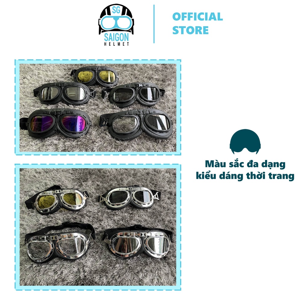 Kính Phi Công -UV400 SUNDA gắn mũ bảo hiểm nửa đầu- mũ 3/4
