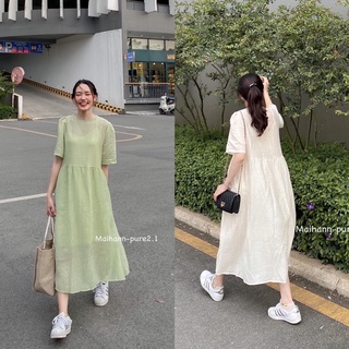 Váy bbd xuông dài nữ tính( tặng kèm váy dây)