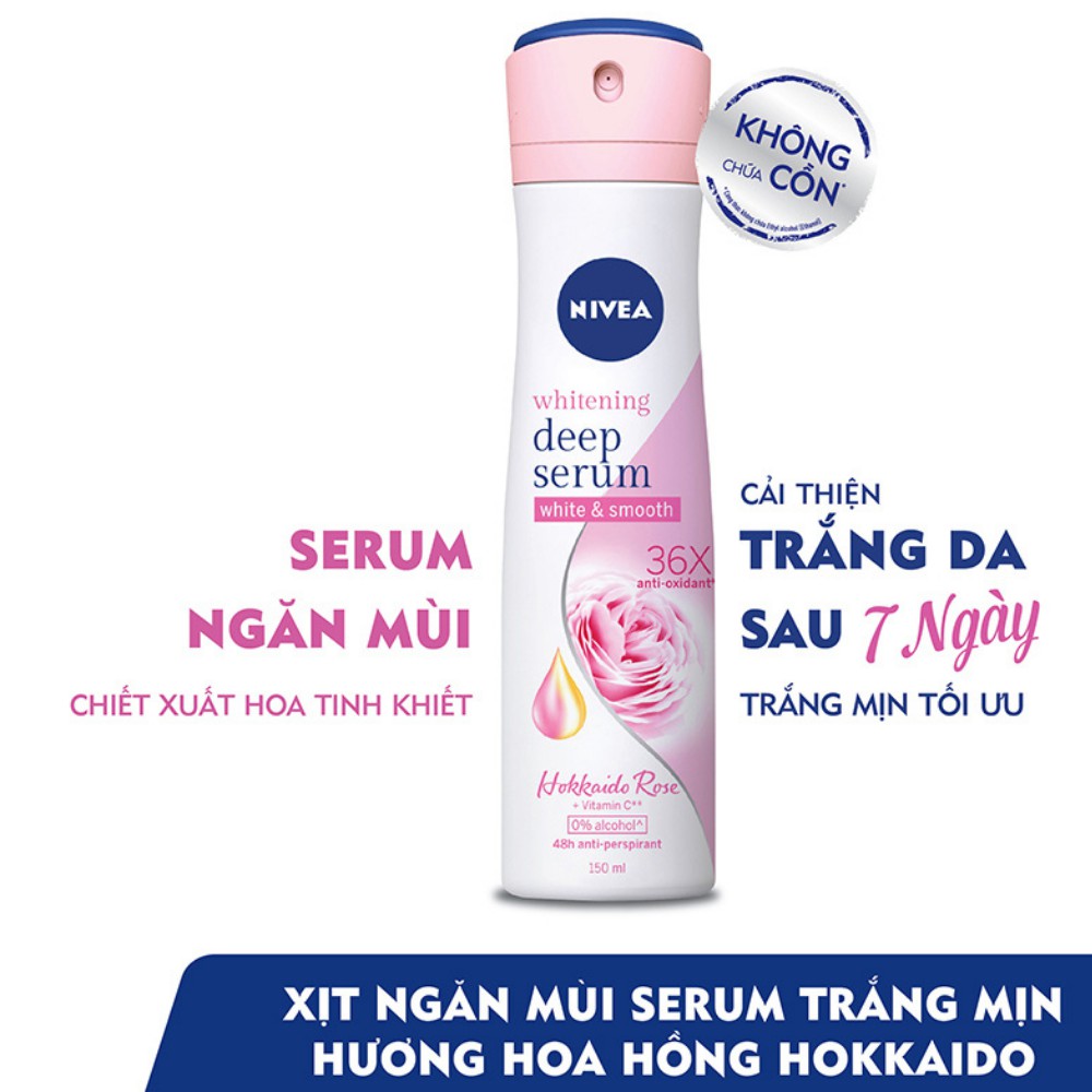 Xịt Khử Mùi Nữ Nivea Serum Hồng Hokaido 150ml