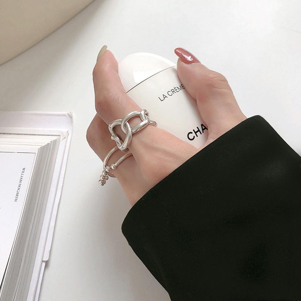 QQMALL Nhẫn Hở Họa Tiết Hình Học Độc Đáo Thời Trang Cho Nữ