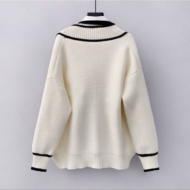 Áo Cardigan nữ len phối màu phong các Hàn Quốc cực trẻ trung