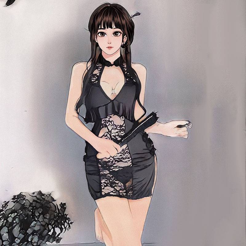 Bộ Đồ Ngủ Kiểu Sườn Xám Phối Ren In Họa Tiết Phong Cách Retro Quyến Rũ Cho Nữ