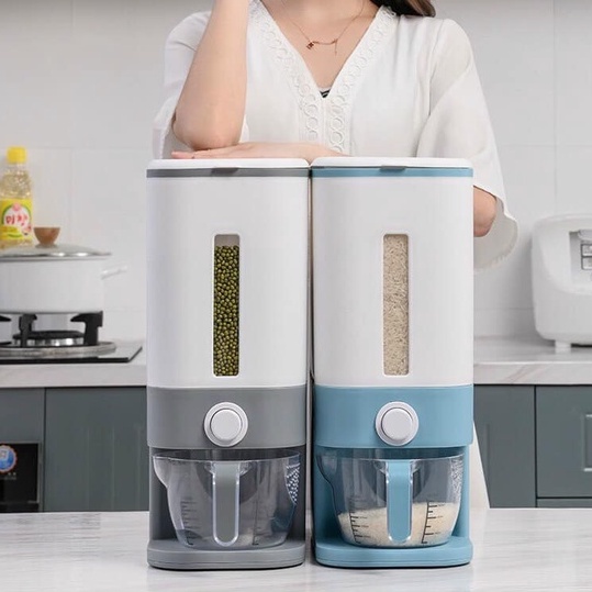 Thùng Đựng Gạo Thông Minh 12kg Hình Chữ Nhật Kèm Cốc Vo Gạo