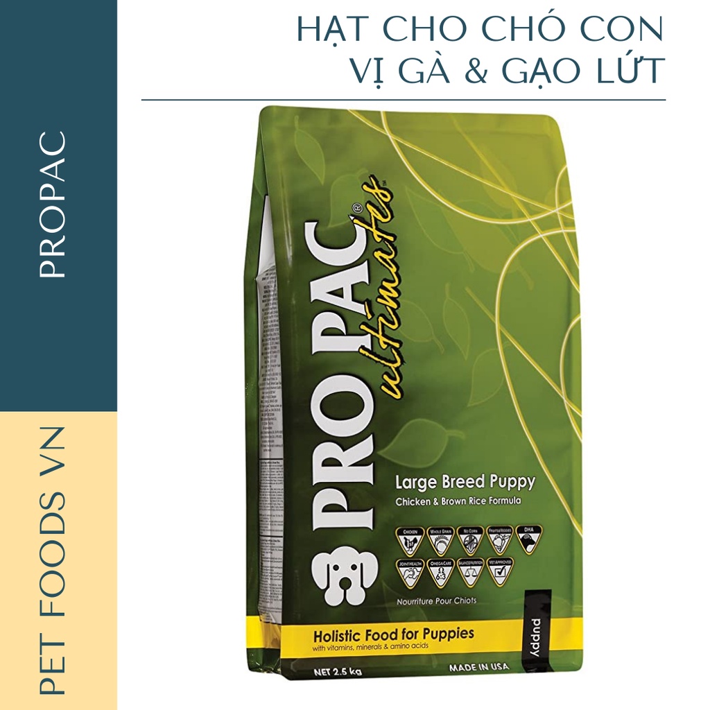 Hạt cho chó con giống lớn PROPAC Large Breed Puppy 12kg vị Gà &amp; Gạo Lứt