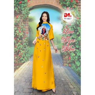 Vải may áo dài in hình Đức Mẹ