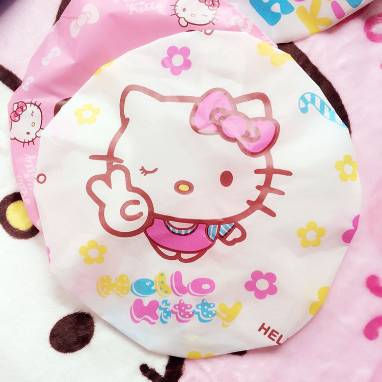 Mũ trùm tóc tắm chống thấm nước hình Hello Kitty đáng yêu phụ kiện phòng tắm cho người lớn 